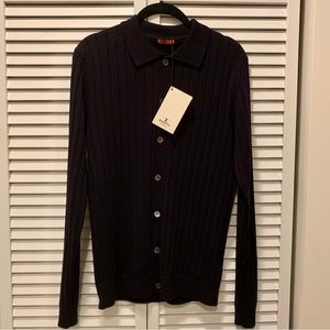 Barena 100% Wool Cardigan/Polo - Navy